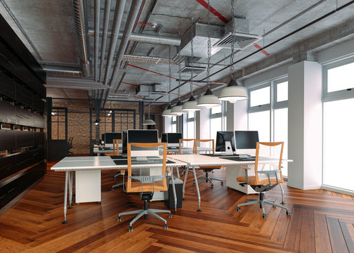 3d render of modern office interior