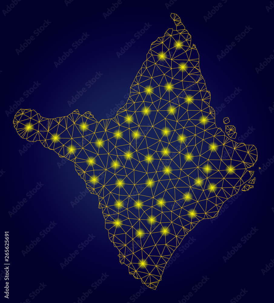 Poster yellow mesh vector amapa state map with flare effect on a dark blue gradiented background. abstract 