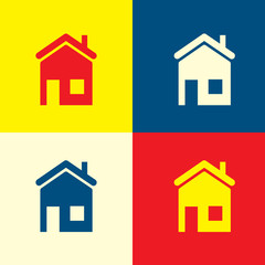 Home icon. Yellow, blue and red color material minimal icon or logo design