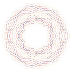 Circle Guilloch in vector, circle border frame, round lace contour isolated on white background, abstract round frame from thin lines