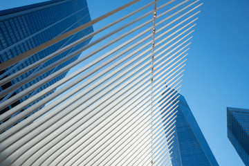 Fototapeta na wymiar Architecture near One World Trade Center in Lower Manhattan