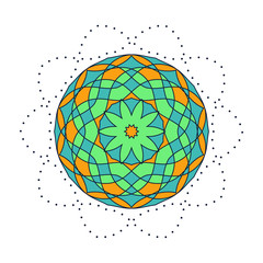 Stylized flower design isolated on white background, round design element, modern t-shirt print