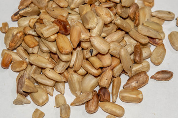a handful of sunflower seeds, peeled sunflower seeds