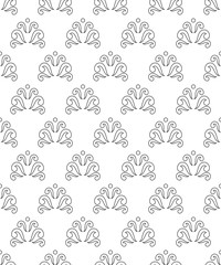 Seamless floral pattern, seamless print with swirls, abstract seamless background in black and white, retro background with small simple pattern