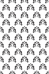 Seamless floral pattern, seamless print with swirls, abstract seamless background in black and white, retro background with small simple pattern