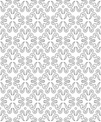 Seamless floral pattern, seamless print with swirls, abstract seamless background in black and white, retro background with small simple pattern