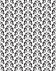 Seamless floral pattern, seamless print with swirls, abstract seamless background in black and white, retro background with small simple pattern