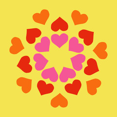 heart shapes in different colors for Valentines Day background.