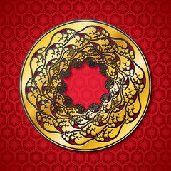 Chinese background with decorative vector ornament.