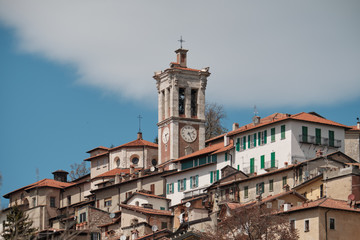 View of village in the Sacro Monte di Varese in a sunny day, UNESCO World Heritage.