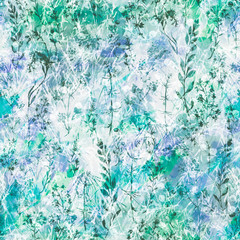 Vintage seamless watercolor pattern of plants, Herbs, flowers, wigs and berries, juniper, pine needles, spike, cereal, wheat, dandelion. flowers watercolor. stylish pattern. Abstract. Modern art