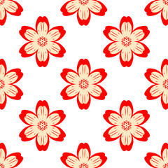 Digital red flowers simple seamless pattern