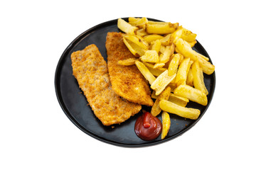 British Traditional fish and chips and tartar sauce