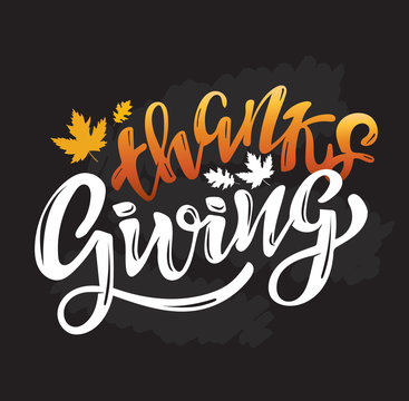 Happy Thanksgiving Day – hand drawn doodle lettering label art banner poster template