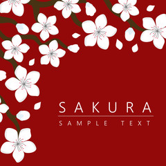 Sakura Cherry Blossom Japanese Theme Background, vector illustration, design for invitation, fabric, packaging, postcard, greeting cards