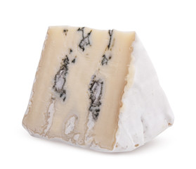 Blue cheese isolated on white background. Clipping path