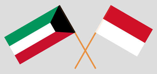 Indonesia and Kuwait. The Indonesian and Kuwaiti flags. Official colors. Correct proportion. Vector