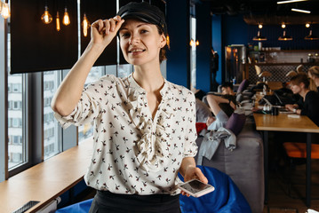 Attractive Successful Female Worker In modern office Environment