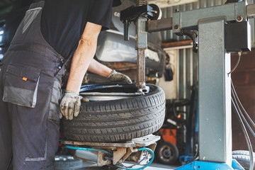 car tire change and repair service - obrazy, fototapety, plakaty