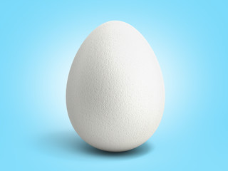 Perfect white egg 3d render on blue gradient