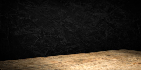 background barrel and worn old table of wood