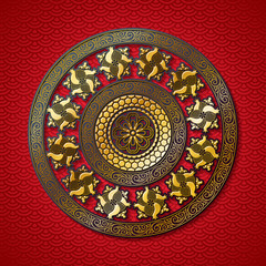 Chinese background with decorative vector ornament.