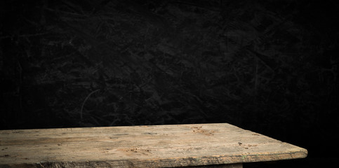 background barrel and worn old table of wood