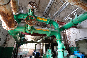 Water pump room interior pipework