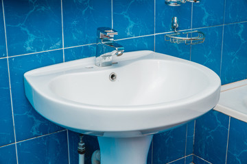 The photo of a sink in a bathroom