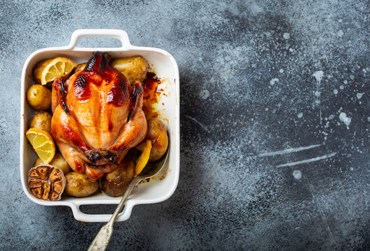 Baked whole chicken