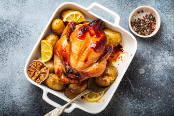 Baked whole chicken