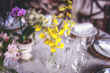 details of flowers used in wedding decoration