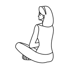 woman seated back character