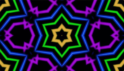 Ornate geometric pattern and artfully abstract multicolored background