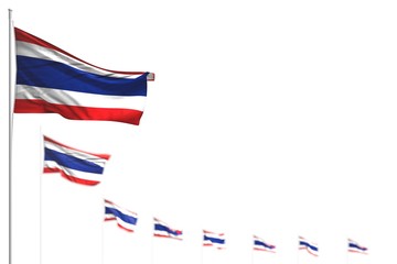 beautiful any celebration flag 3d illustration. - Thailand isolated flags placed diagonal, image with bokeh and place for text