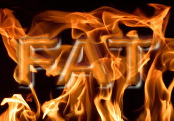 Abstract picture showing burning calories or fat in flames. Healthy lifestyle motivator.