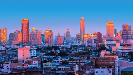 Fototapeta na wymiar Cityscape Bangkok modern office buildings,