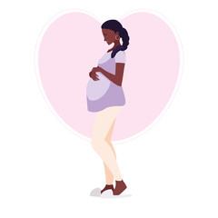 beautiful afro pregnancy woman in heart character
