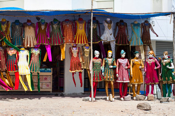 Fototapeta na wymiar Salwar kameez shop in Hyderabad, Andhra Pradesh, India