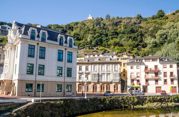 Luarca, Spain-Sptember 2018. Aerial view of one of the most pretty village of Spain. You can see the houses and people walking in the street.