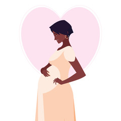 beautiful afro pregnancy woman in heart character