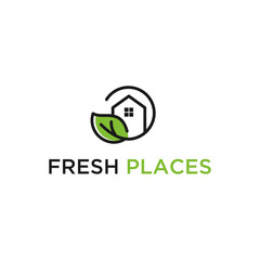 nature house vector logo design