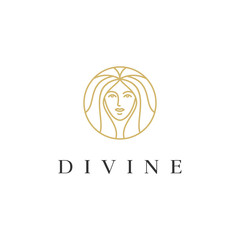 goddess woman line vector logo design