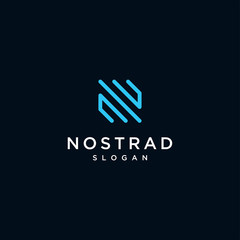 N letter technology logo design