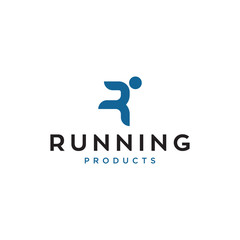 running man concept vector logo design