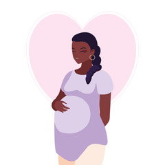beautiful afro pregnancy woman in heart character