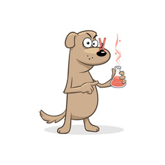 Chemist dog chemical flask pin vector illustration
