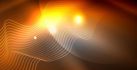 Glossy shiny glowing neon waves