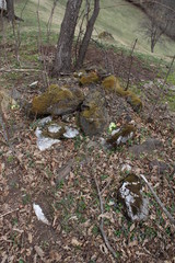 The ruins of necropolis near the ancient stone Klek fortress on the hill near Zlatar mountain, Serbia