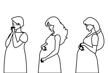 group of beautiful pregnancy women characters